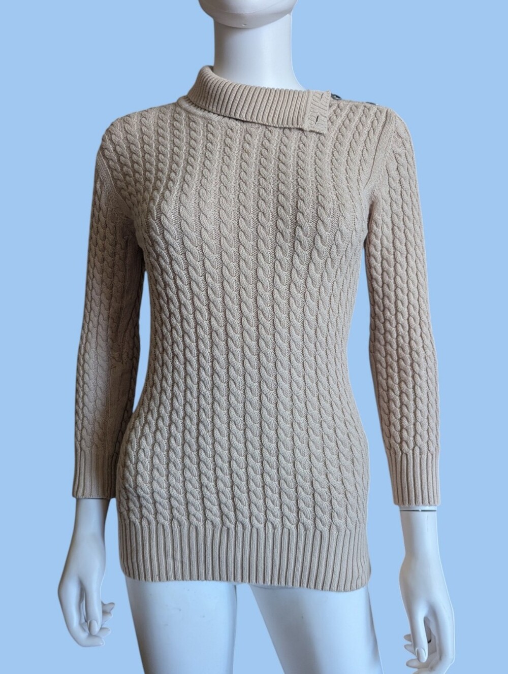 Burberry longline cable-knit mock- neck sweater